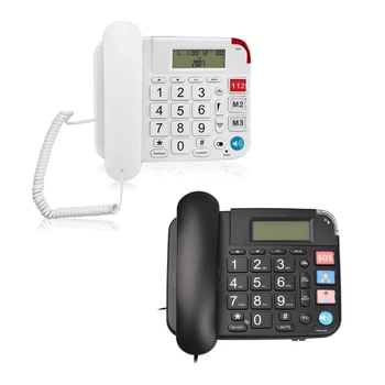 Стационарный телефон с большой кнопкой и ЖК-дисплеем, номер для хранения идентификатора вызывающего абонента, 1 клавиша SOS для пожилых людей и пользователей с низким зрением, прямая доставка