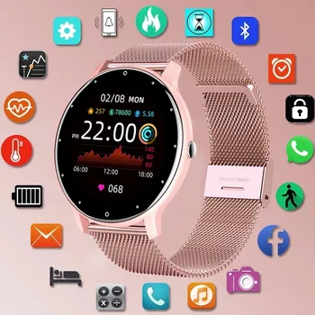 Умные часы Круглые Женские Водонепроницаемые Умные часы Для мужчин и женщин, фитнес-трекер, монитор артериального давления для Android IOS, умные часы
