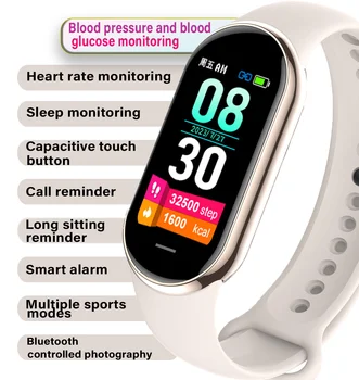 Умный браслет для измерения уровня глюкозы в крови, Часы для здоровья, Фитнес-трекер IP68, водонепроницаемые браслеты с уведомлением по Bluetooth для Xiaomi