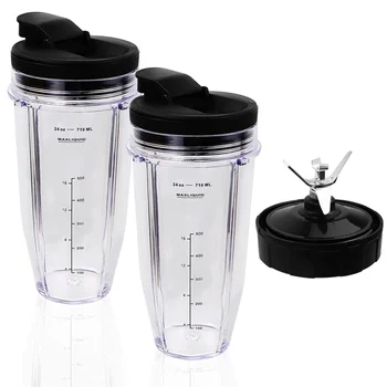 Чашки для блендера на 24 унции, совместимые с аксессуарами для блендера Nutri Ninja BL480 BL490 BL640, 7 лезвий для извлечения