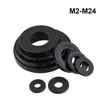 Черные пластиковые/нейлоновые плоские шайбы/пластиковые уплотнительные шайбы, изоляционная прокладка M2-M24