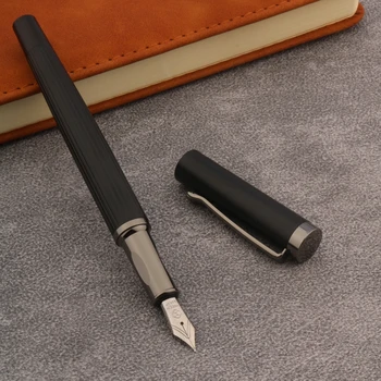 новая классическая линия Коммерции черная подарочная серебряная авторучка для школьников, офисные подарки, канцелярская ручка